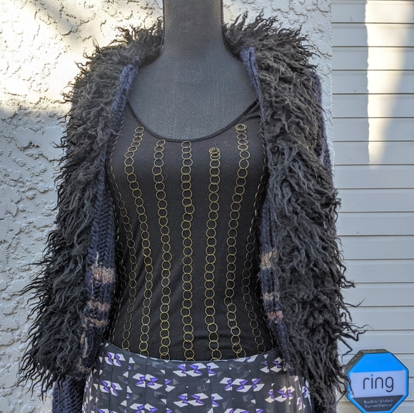 Free People Faux Fur Trim Cable Knit Sweater - Picture 3 of 8